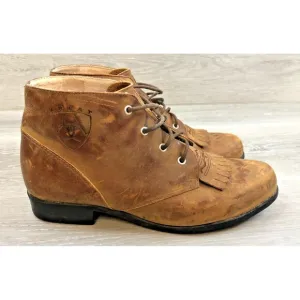 Ariat 16025 Women's 8.5M Brown Leather Kiltie Lace Up Biker Western Ankle Boots