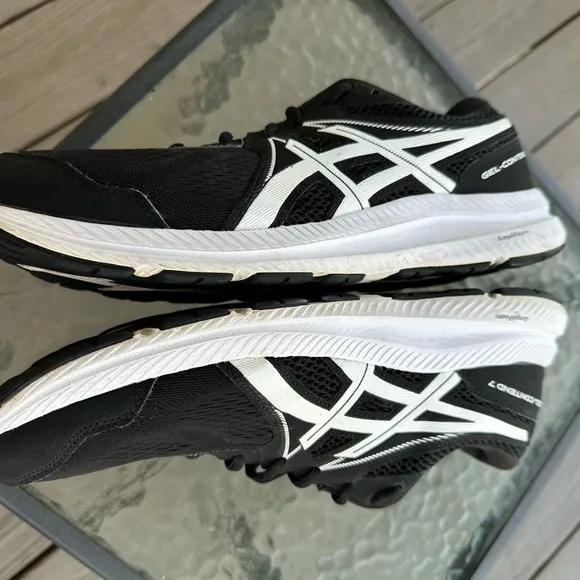 Asics Gel Contend 7 With Amplifoam Men’s Size 12 Running Shoes Black &amp; White