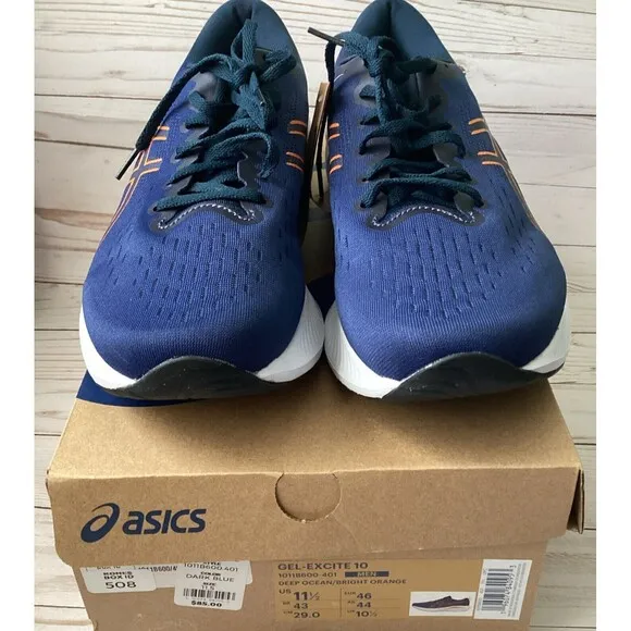 Asics Gel-Excite 10 Men’s Running Athletic Shoes Ocean Blue/Bright Orange 11.5