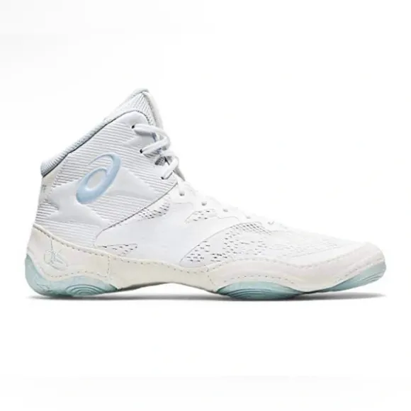 Asics JB Elite IV Wrestling Shoes | White/Sky Blue | NIB | 14