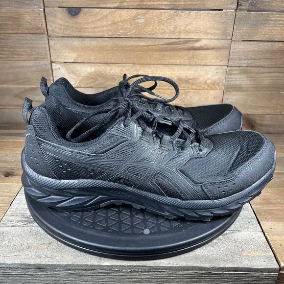 ASICS Gel Venture 9 Mens Sz 10.5 Black Mesh Lace Up Trail Shoes NO INSOLES