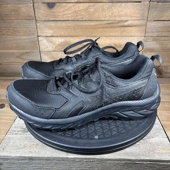 ASICS Gel Venture 9 Mens Sz 10.5 Black Mesh Lace Up Trail Shoes NO INSOLES