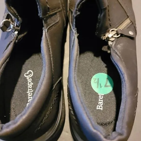 Baretraps Black sip on zipper size 7.5 Nwt comfortable leather Slip on Shoes