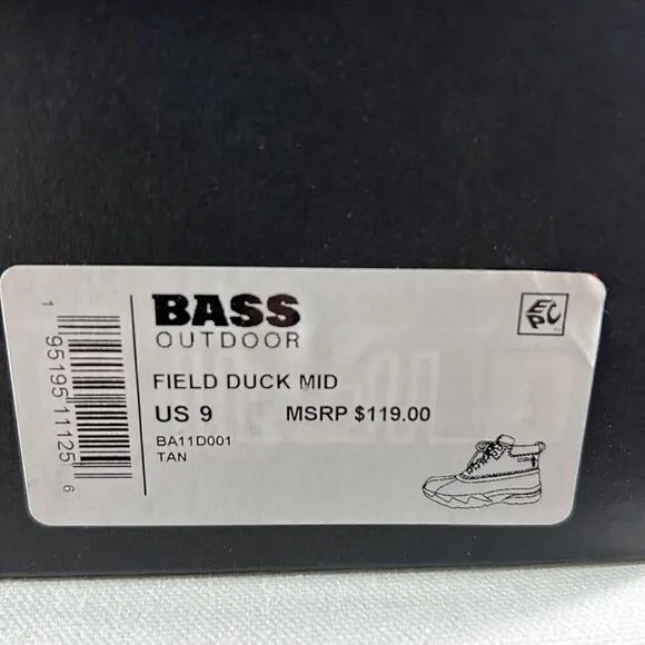 Bass Outdoor Field Duck Mid Boots Tan/Chocolate size 9
