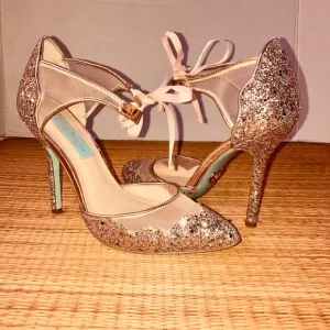 Betsey Johnson wedding glitter Mary Jane shoes.