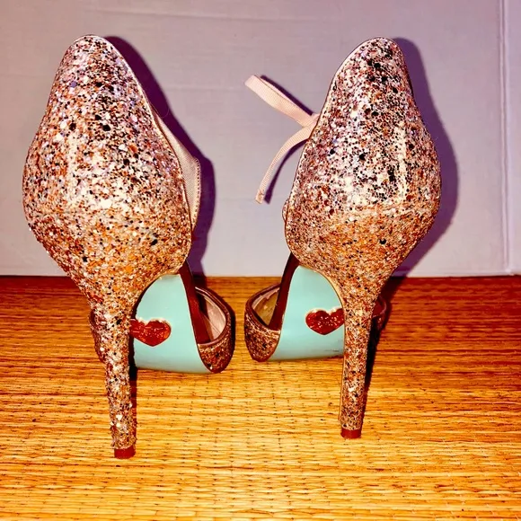 Betsey Johnson wedding glitter Mary Jane shoes.