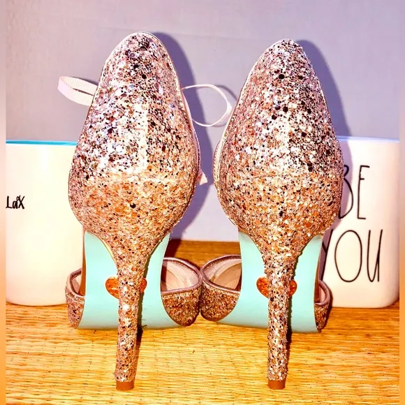 Betsey Johnson wedding glitter Mary Jane shoes.