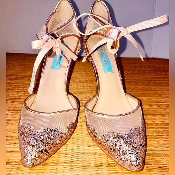 Betsey Johnson wedding glitter Mary Jane shoes.