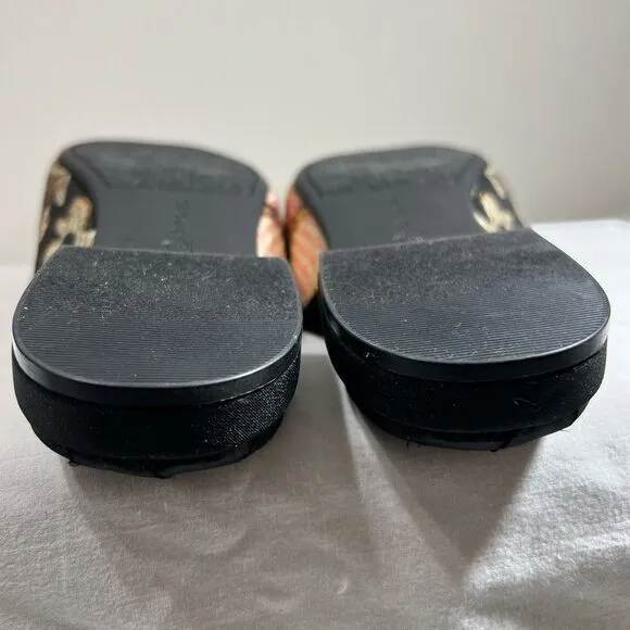 Birdies Black Quilted Floral Print Mules Size 5