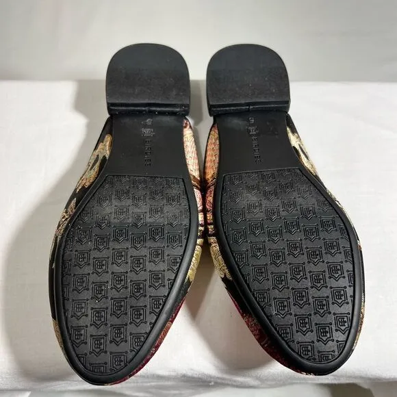Birdies Black Quilted Floral Print Mules Size 5