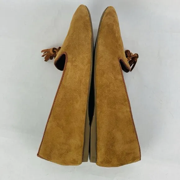 Birdies Brown Suede Tassel Loafers Slip On Flats Shoes Size 8 Comfort Driving