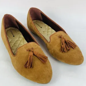Birdies Brown Suede Tassel Loafers Slip On Flats Shoes Size 8 Comfort Driving