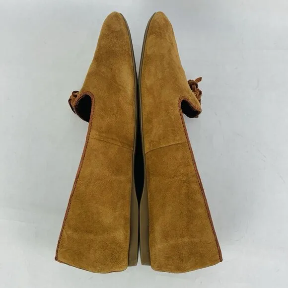 Birdies Brown Suede Tassel Loafers Slip On Flats Shoes Size 8 Comfort Driving