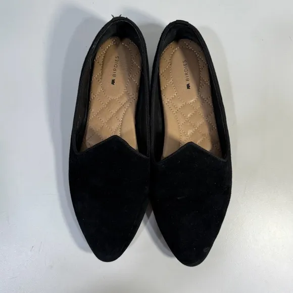 Birdies Flats Shoes Black Suede The Heron Almond Toe Ballet Comfort Women’s 8