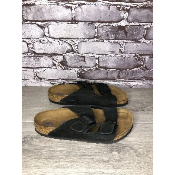 Birkenstock Arizona Black Suede Leather Strap Slides Sandals Women Sz 41EU/10M