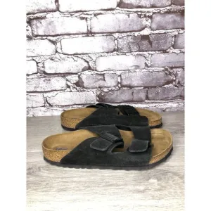 Birkenstock Arizona Black Suede Leather Strap Slides Sandals Women Sz 41EU/10M