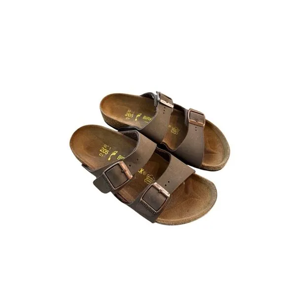 Birkenstock Arizona Kids Mocha Brown Birko-Flor Leather Slip On Sandals Size 32
