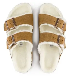 Birkenstock Arizona Leather Fur Sandals Women Unisex L6/M4 Brown Outdoor Summer