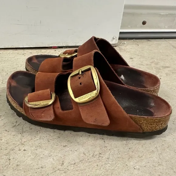 Birkenstock Arizona Leather Sandals Copper Buckle Slides Comfort Shoes