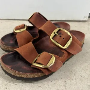 Birkenstock Arizona Leather Sandals Copper Buckle Slides Comfort Shoes