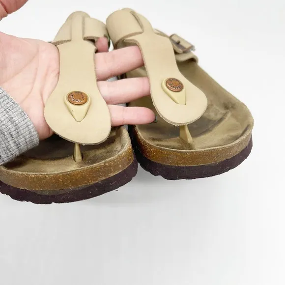 Birkenstock Betula Gizeh Cork Sandals Sz 8 Women's Beige Brown Comfort Outdoor