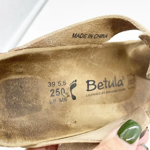 Birkenstock Betula Gizeh Cork Sandals Sz 8 Women's Beige Brown Comfort Outdoor