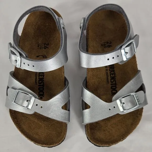 BIRKENSTOCK GIRL'S RIO SILVER BACK STRAP SANDAL SIZE 8-8.5 (26) 165 C8
