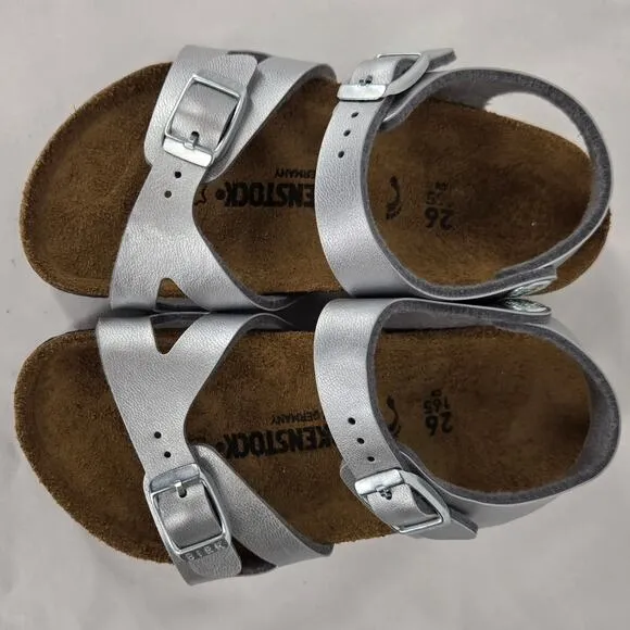 BIRKENSTOCK GIRL'S RIO SILVER BACK STRAP SANDAL SIZE 8-8.5 (26) 165 C8