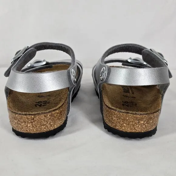 BIRKENSTOCK GIRL'S RIO SILVER BACK STRAP SANDAL SIZE 8-8.5 (26) 165 C8