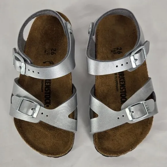 BIRKENSTOCK GIRL'S RIO SILVER BACK STRAP SANDAL SIZE 8-8.5 (26) 165 C8