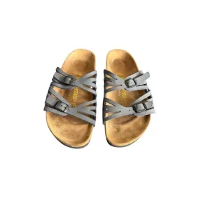 Birkenstock Granada Womens Gray Soft Footbed Slip On Leather Sandals Size 8