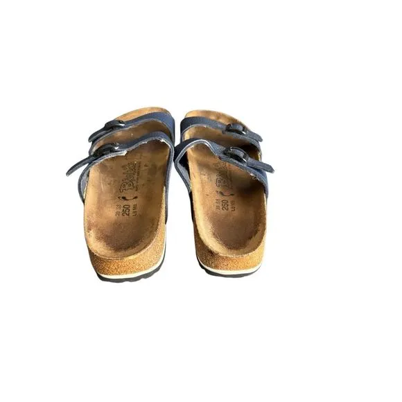 Birkenstock Granada Womens Gray Soft Footbed Slip On Leather Sandals Size 8