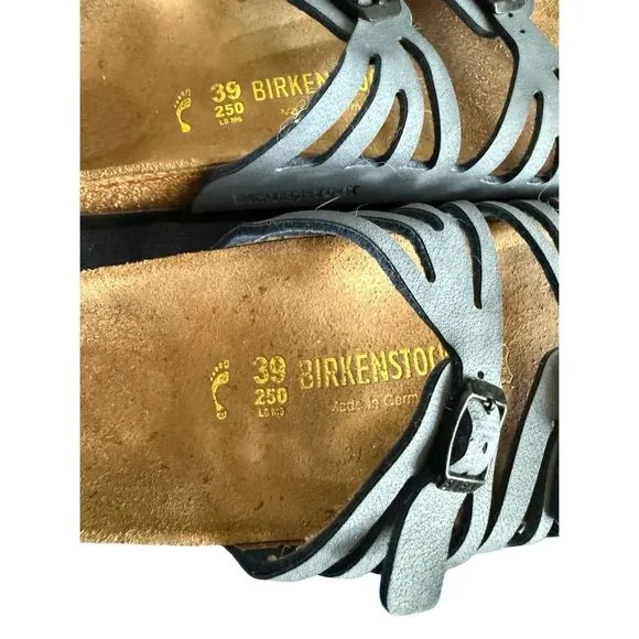 Birkenstock Granada Womens Gray Soft Footbed Slip On Leather Sandals Size 8