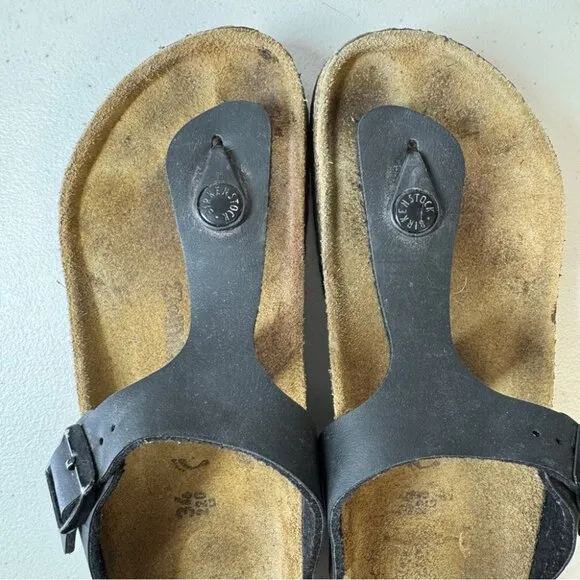 Birkenstock Kids Black Strap Gizeh Sandals Size 34