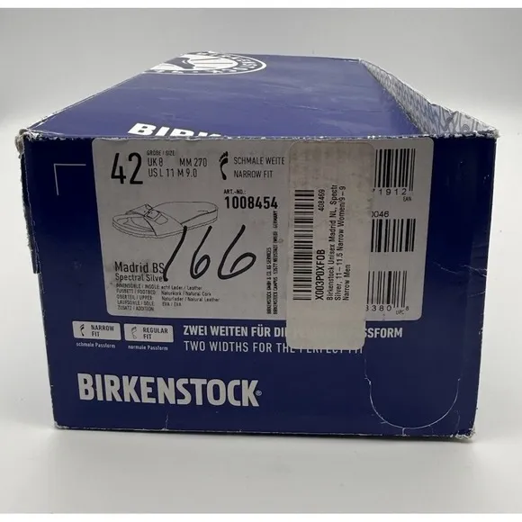 Birkenstock Madrid BS Spectral Silver EU 42 UK 8 US L 11 M 9.0 MM 270 Narrow