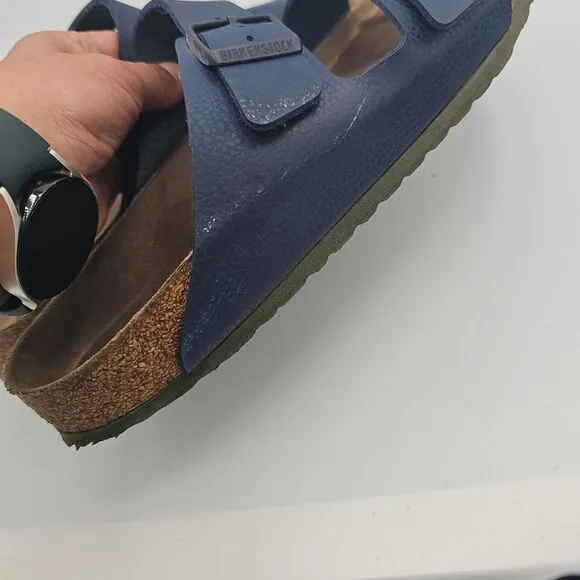 Birkenstock Men's Arizona Microfiber Navy Sandals Size 44 Two-Strap