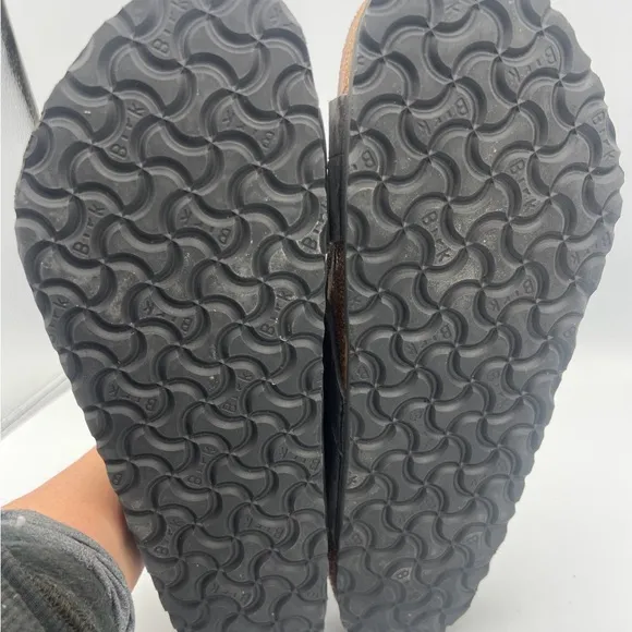 BIRKENSTOCK Men’s Lugano Slide Sandals Dark Gray Oiled Leather Size 44/11 US NEW