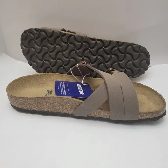 Birkenstock Yao Balance Sandals Women's Sz 5 Mocha/Brown Leather Narrow Slip Ons