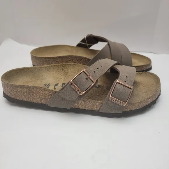 Birkenstock Yao Balance Sandals Women's Sz 5 Mocha/Brown Leather Narrow Slip Ons