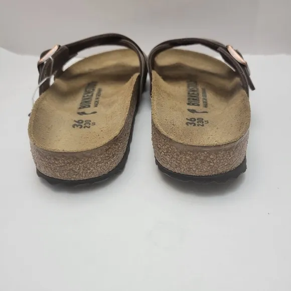 Birkenstock Yao Balance Sandals Women's Sz 5 Mocha/Brown Leather Narrow Slip Ons
