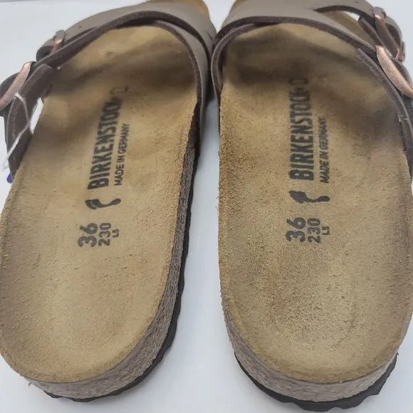 Birkenstock Yao Balance Sandals Women's Sz 5 Mocha/Brown Leather Narrow Slip Ons