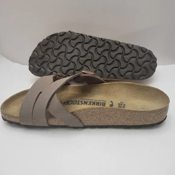 Birkenstock Yao Balance Sandals Women's Sz 5 Mocha/Brown Leather Narrow Slip Ons