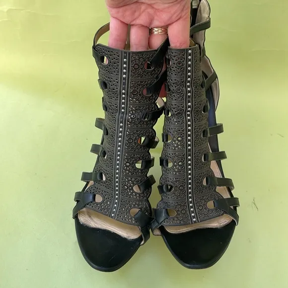 Black/silver Baldinini all leather heels