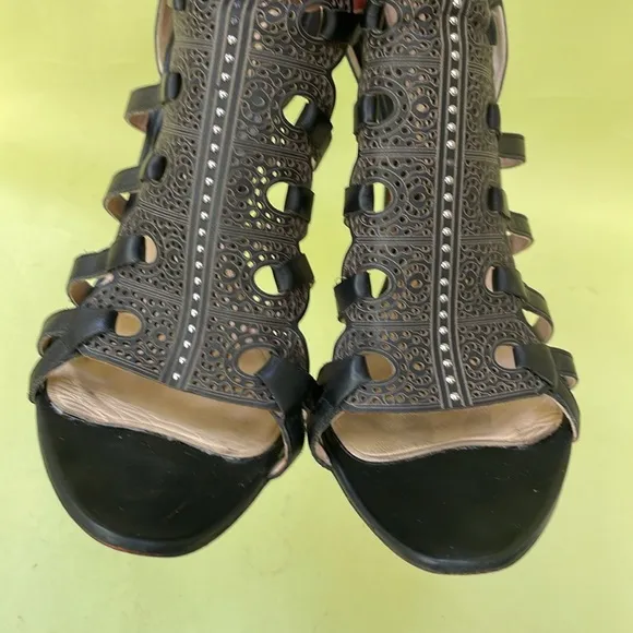 Black/silver Baldinini all leather heels