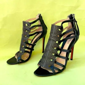 Black/silver Baldinini all leather heels