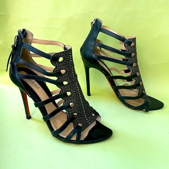 Black/silver Baldinini all leather heels