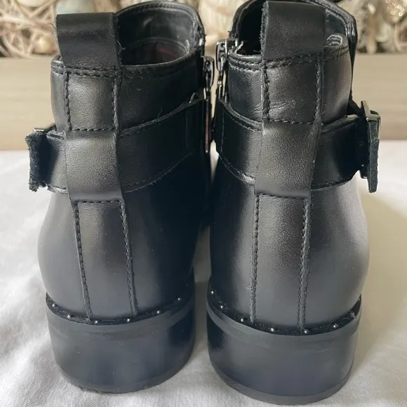 BLONDO BLACK LEATHER WATERPROOF MOTO ANKLE BOOTS SIZE 8.5 Medium