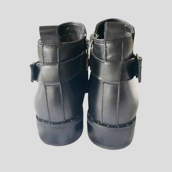 BLONDO BLACK LEATHER WATERPROOF MOTO ANKLE BOOTS SIZE 8.5 Medium
