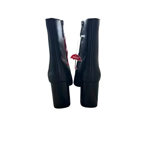 Blondo Indi Waterproof Leather Black High Ankle Booties Heeled Inside Zipper 9