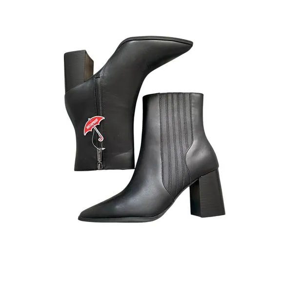 Blondo Indi Waterproof Leather Black High Ankle Booties Heeled Inside Zipper 9